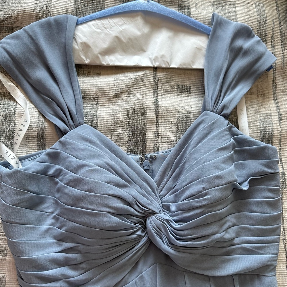 Azazie bridesmaid dress, dusty blue color, size 10, used one time like new - Picture 3 of 11